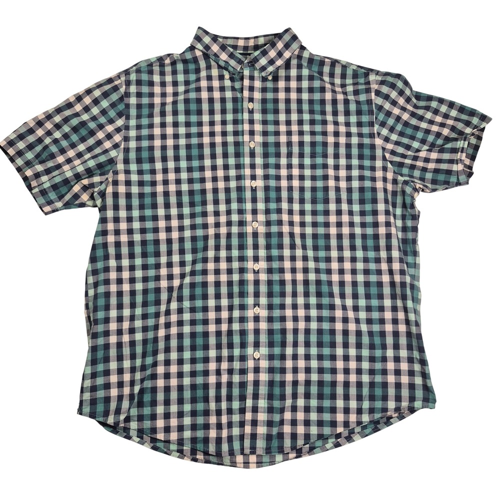 Croft & Barrow Plaid Blue Green XL Button Up Shirt Casual Short Sleeve Easy Care